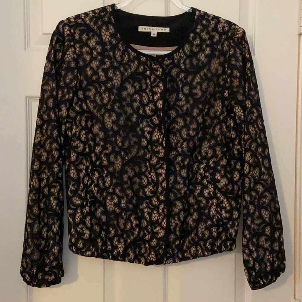 Trina Turk sz 6 Black Lace Jacket